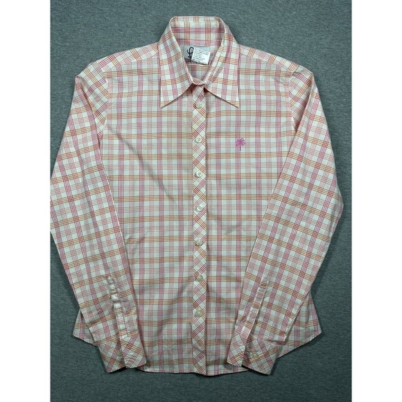 Lilly Pulitzer Tops - LILLY PULITZER plaid‎ palm tree long sleeve blouse shirt  size 2